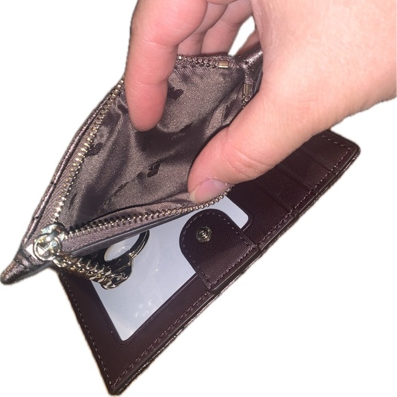 Kate Spade Briar Lane Bronze Quilted Metallic Leather Mikey Keychain Card Wallet - Picture 8 of 12
